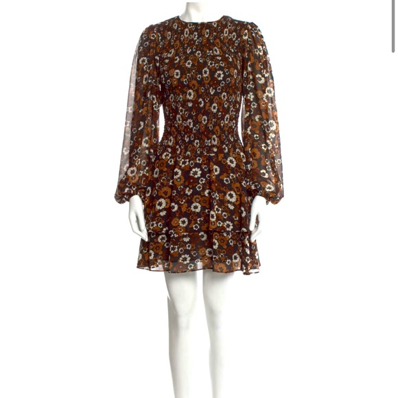 Michael Kors Fall Floral Print Smocked Dress - Picture 1 of 7
